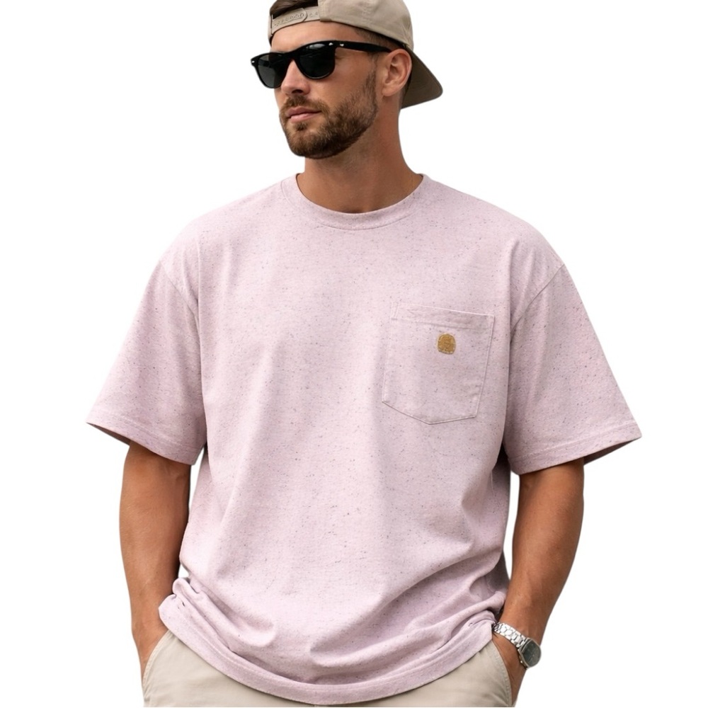 Carhartt Men's Loose Fit Pale Purple Lavender Speckled Front Pocket T-Shirt 2XL